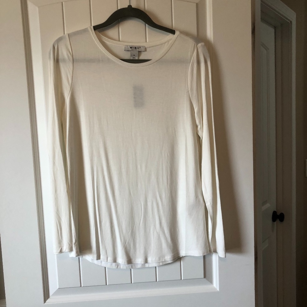 WHBM Off White Long Sleeve Everyday Staple